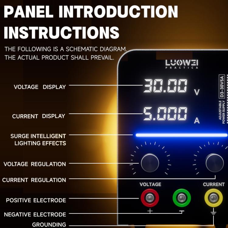 LUOWEI D3 30V / 5A Regulated Adjustable Digital DC Power Supply, Plug:EU Plug