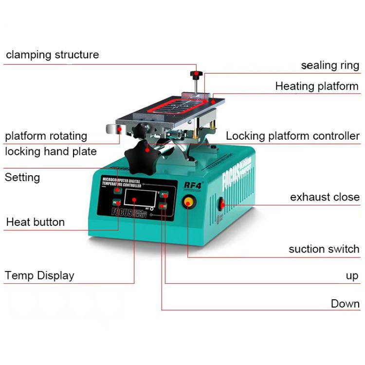 RF4 FREEDOM 7 inch 360 Rotating Powerful Vacuum LCD Separator Machine, Plug:EU Plug