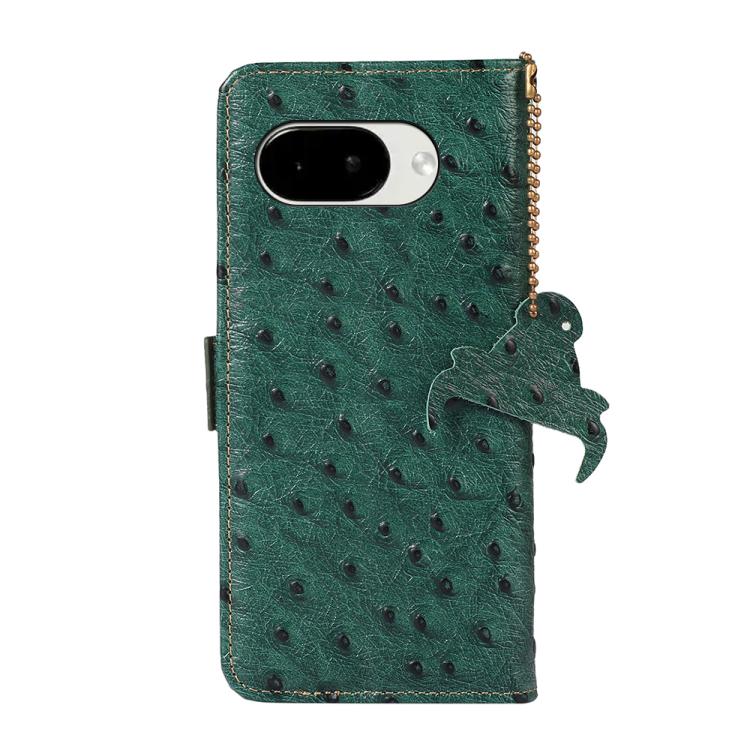 For Google Pixel 10a Ostrich Pattern Genuine Leather RFID Phone Case