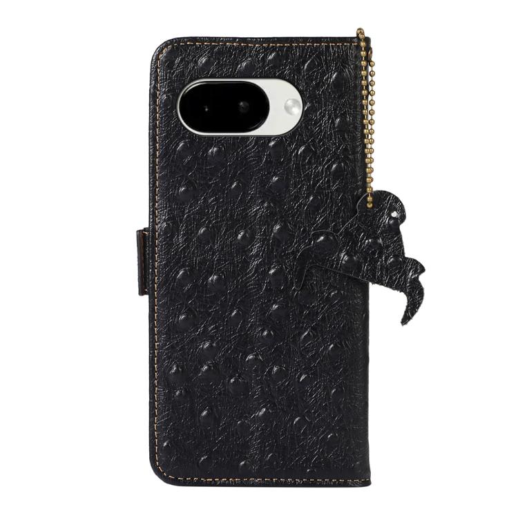 For Google Pixel 10a Ostrich Pattern Genuine Leather RFID Phone Case