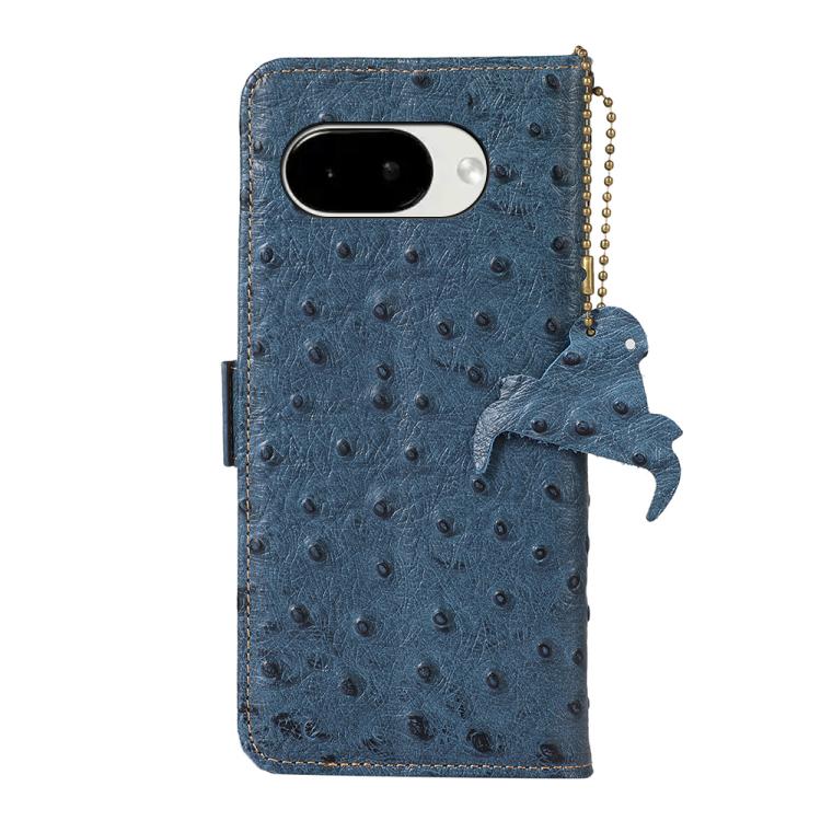 For Google Pixel 10a Ostrich Pattern Genuine Leather RFID Phone Case