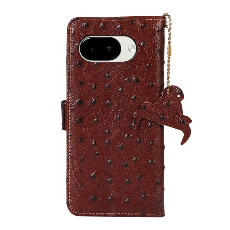 For Google Pixel 10a Ostrich Pattern Genuine Leather RFID Phone Case