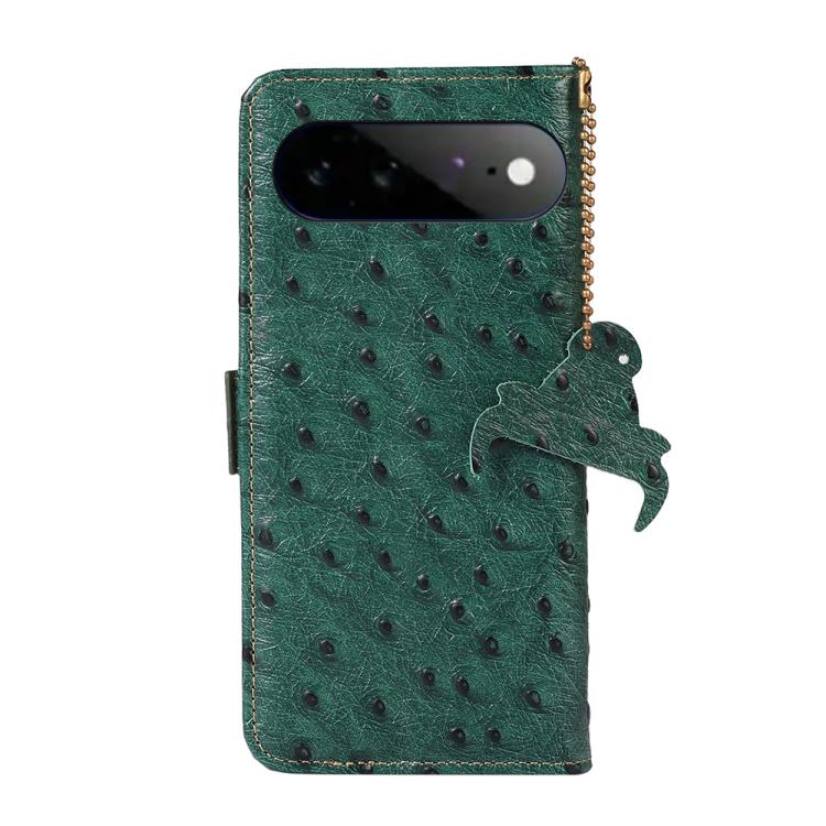 For Google Pixel 11 Pro XL Ostrich Pattern Genuine Leather RFID Phone Case