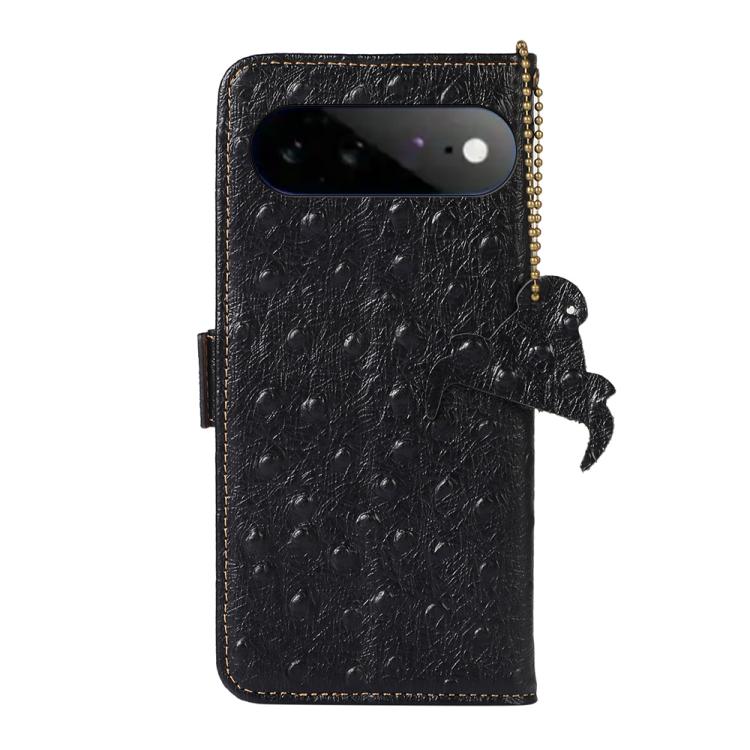 For Google Pixel 11 Pro XL Ostrich Pattern Genuine Leather RFID Phone Case