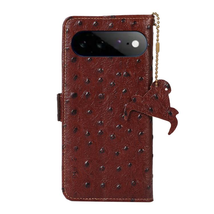 For Google Pixel 11 Pro XL Ostrich Pattern Genuine Leather RFID Phone Case