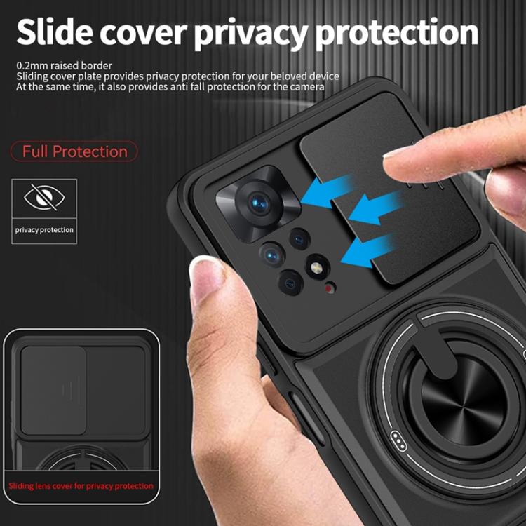 For Redmi Note 11 Pro 4G / 5G Global Lens Sliding Window Multifunctional Magnetic Shockproof Phone Case