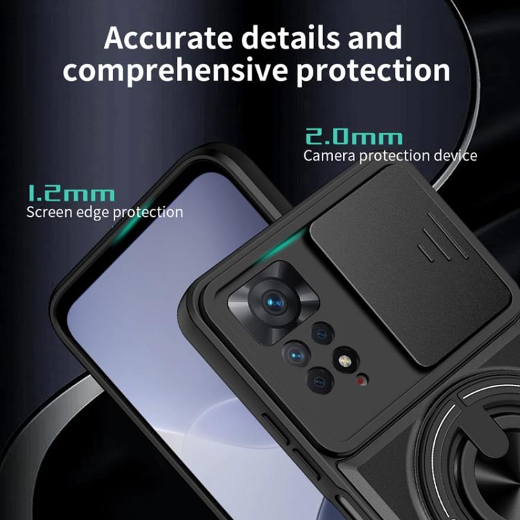 For Redmi Note 11 Pro 4G / 5G Global Lens Sliding Window Multifunctional Magnetic Shockproof Phone Case