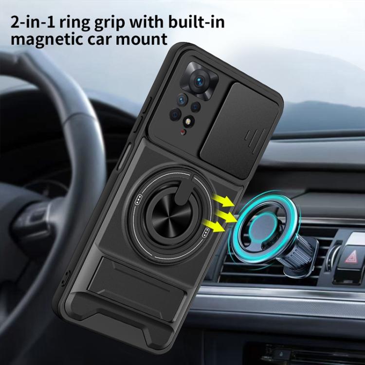 For Redmi Note 11 Pro 4G / 5G Global Lens Sliding Window Multifunctional Magnetic Shockproof Phone Case