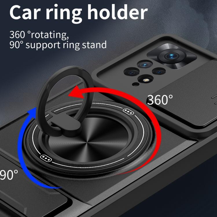 For Redmi Note 11 Pro 4G / 5G Global Lens Sliding Window Multifunctional Magnetic Shockproof Phone Case