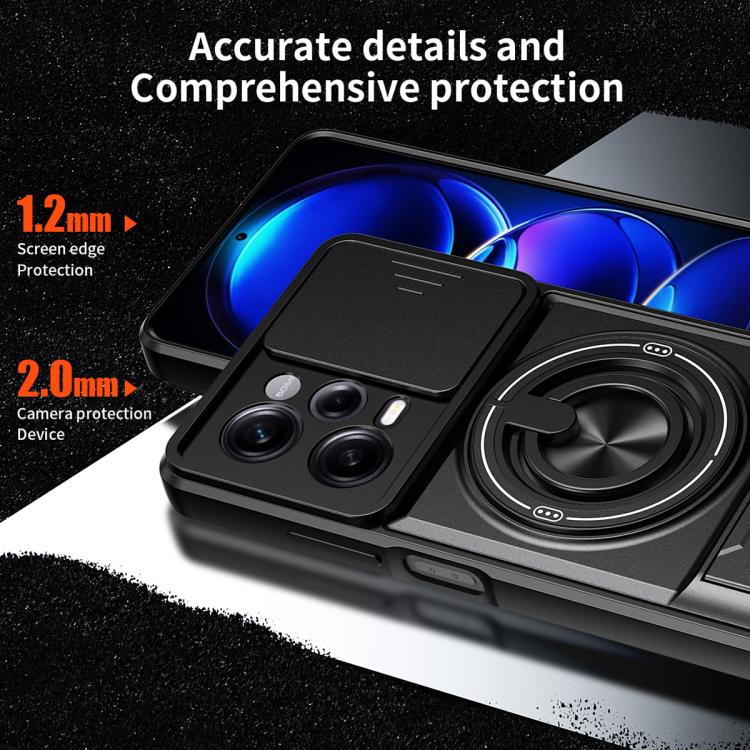 For Redmi Note 12 Pro 5G Global Lens Sliding Window Multifunctional Magnetic Shockproof Phone Case
