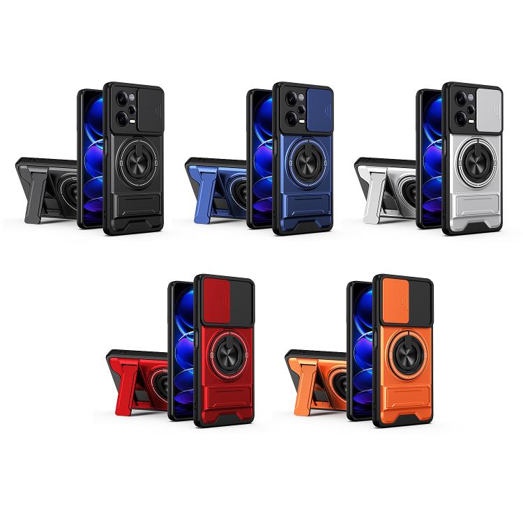 For Redmi Note 12 Pro 5G Global Lens Sliding Window Multifunctional Magnetic Shockproof Phone Case