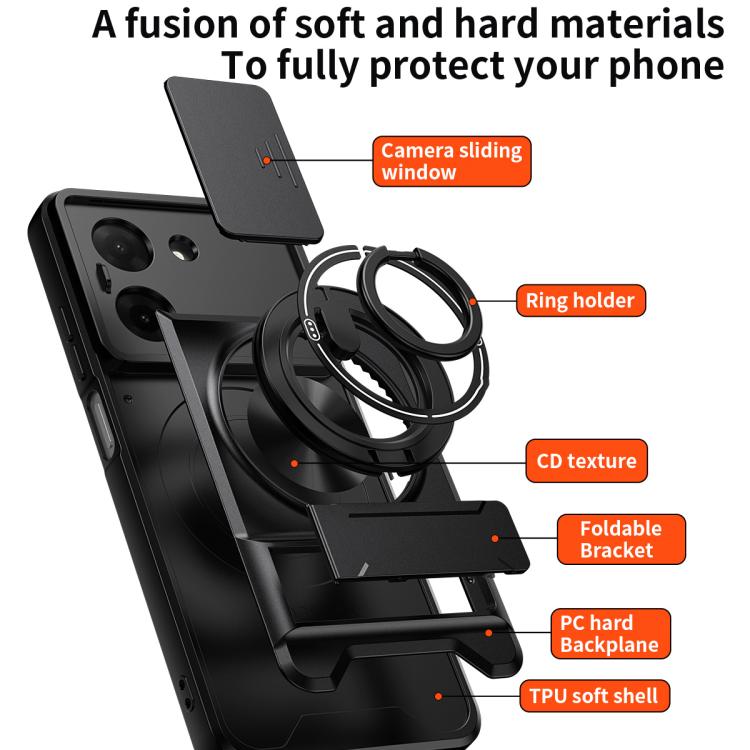 For Redmi A5 4G EU 173.3mm Lens Sliding Window Multifunctional Magnetic Shockproof Phone Case
