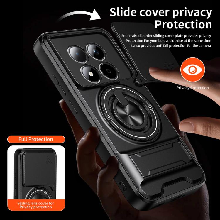 For Redmi Note 15 Pro 4G Global 163.2mm Lens Sliding Window Multifunctional Magnetic Shockproof Phone Case
