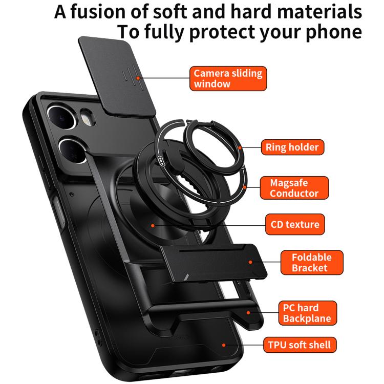 For Redmi 15a 5G Lens Sliding Window Multifunctional Magnetic Shockproof Phone Case
