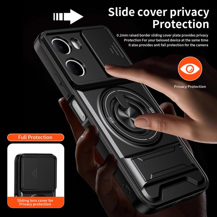 For Redmi 15a 5G Lens Sliding Window Multifunctional Magnetic Shockproof Phone Case