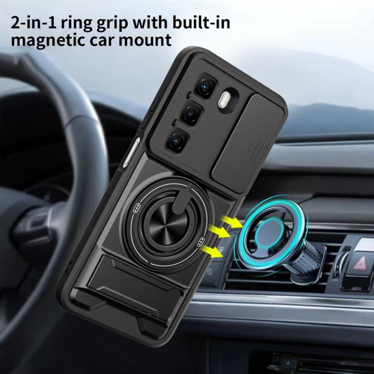 For Infinix Hot 50 5G Lens Sliding Window Multifunctional Magnetic Shockproof Phone Case