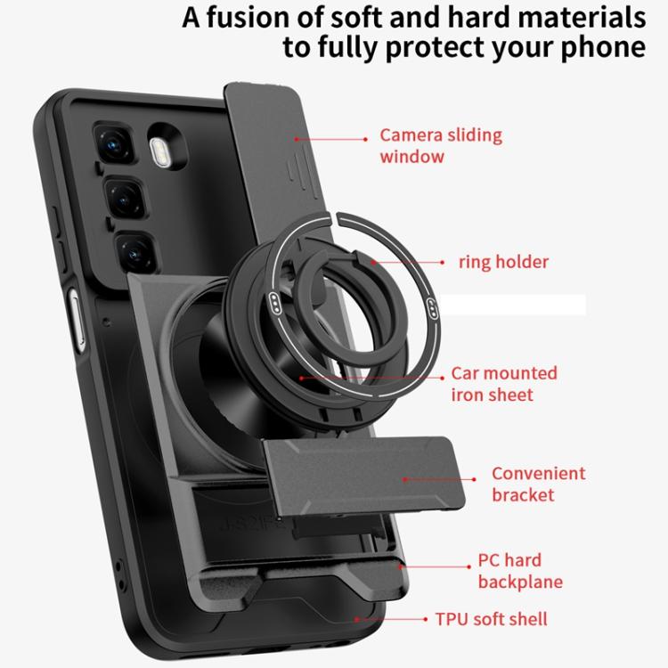 For Infinix Hot 50 5G Lens Sliding Window Multifunctional Magnetic Shockproof Phone Case