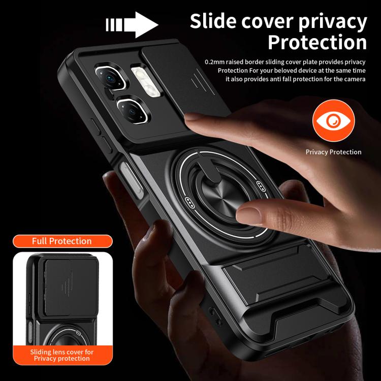 For Infinix Smart 9 / Hot 50i Lens Sliding Window Multifunctional Magnetic Shockproof Phone Case