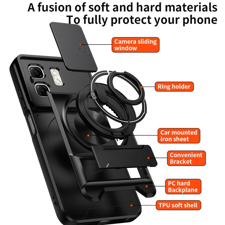 For Infinix Smart 9 / Hot 50i Lens Sliding Window Multifunctional Magnetic Shockproof Phone Case