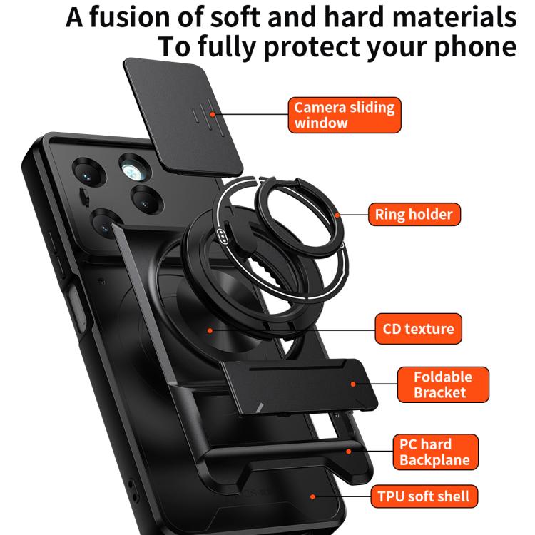 For Infinix Hot 40 Lens Sliding Window Multifunctional Magnetic Shockproof Phone Case