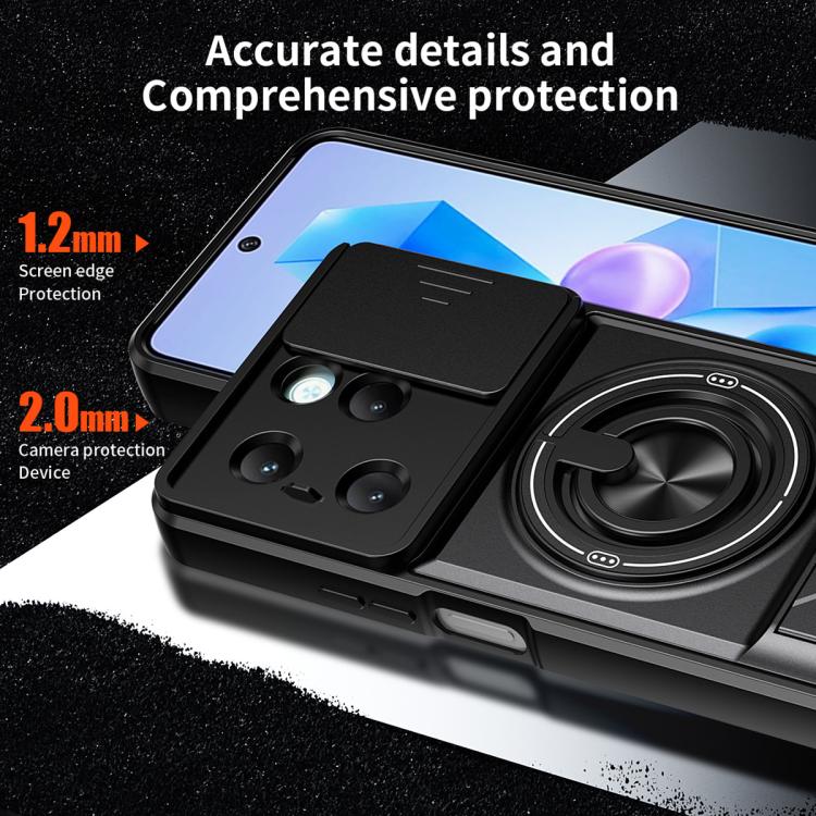 For Infinix Hot 40 Lens Sliding Window Multifunctional Magnetic Shockproof Phone Case