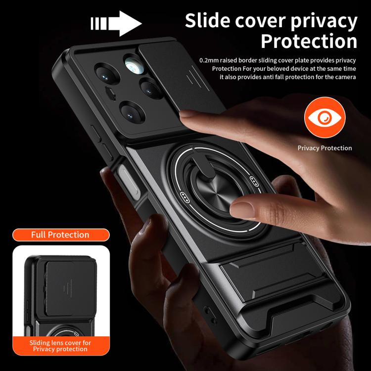For Infinix Hot 40 Lens Sliding Window Multifunctional Magnetic Shockproof Phone Case