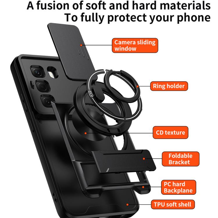 For Infinix Hot 50 Pro 4G Lens Sliding Window Multifunctional Magnetic Shockproof Phone Case
