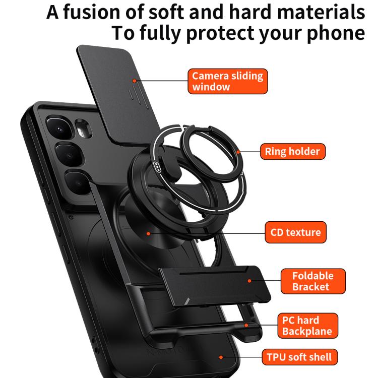 For Infinix Hot 60 Pro 4G Lens Sliding Window Multifunctional Magnetic Shockproof Phone Case