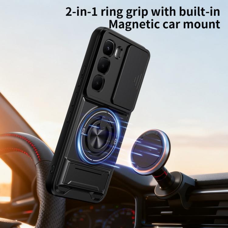 For Infinix Hot 60 Pro 4G Lens Sliding Window Multifunctional Magnetic Shockproof Phone Case