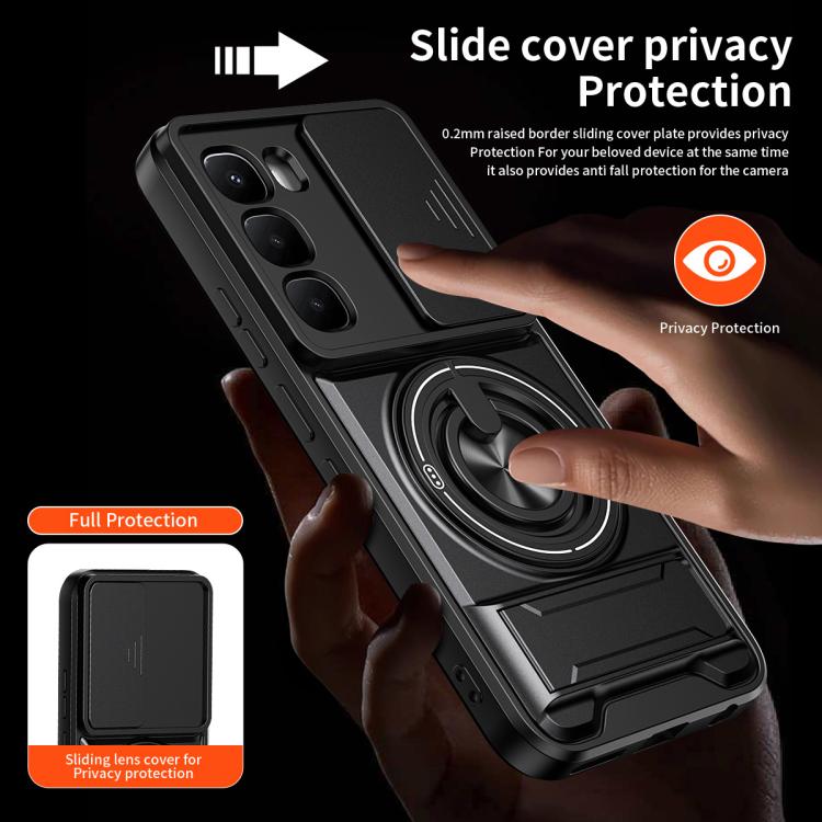 For Infinix Hot 60 Pro 4G Lens Sliding Window Multifunctional Magnetic Shockproof Phone Case