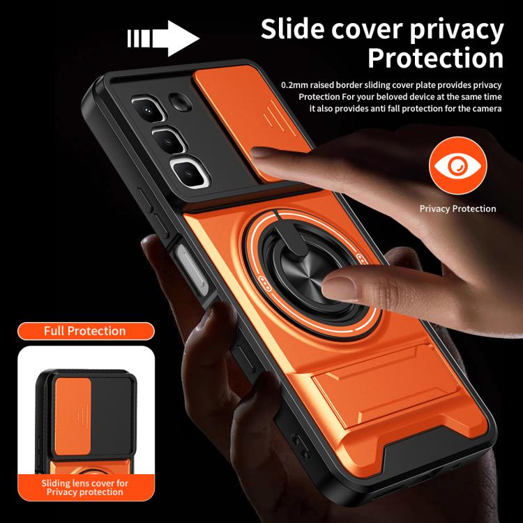 For Infinix Hot 70 4G Lens Sliding Window Multifunctional Magnetic Shockproof Phone Case