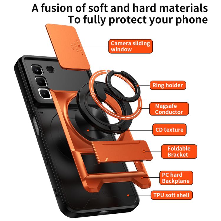For Infinix Hot 70 4G Lens Sliding Window Multifunctional Magnetic Shockproof Phone Case