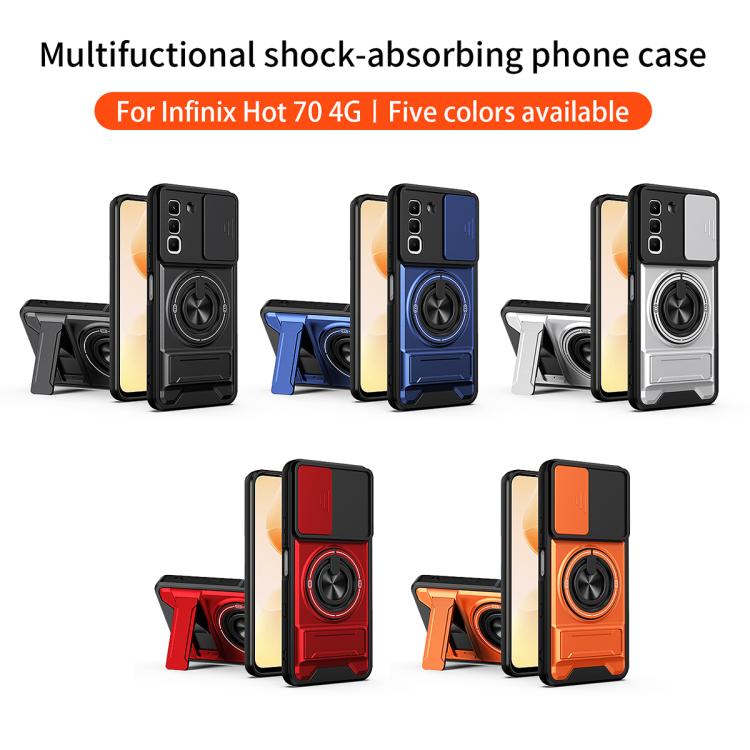 For Infinix Hot 70 4G Lens Sliding Window Multifunctional Magnetic Shockproof Phone Case