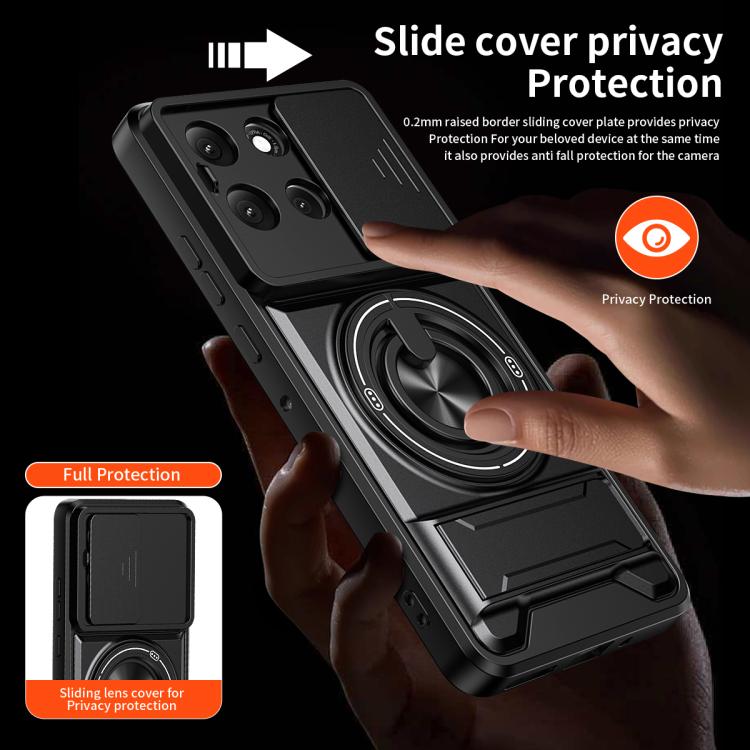 For Motorola Moto G86 5G Lens Sliding Window Multifunctional Magnetic Shockproof Phone Case