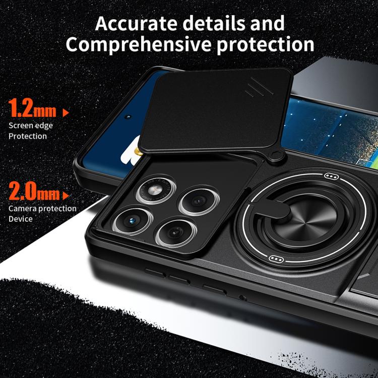 For Motorola Edge 60 Fusion Lens Sliding Window Multifunctional Magnetic Shockproof Phone Case