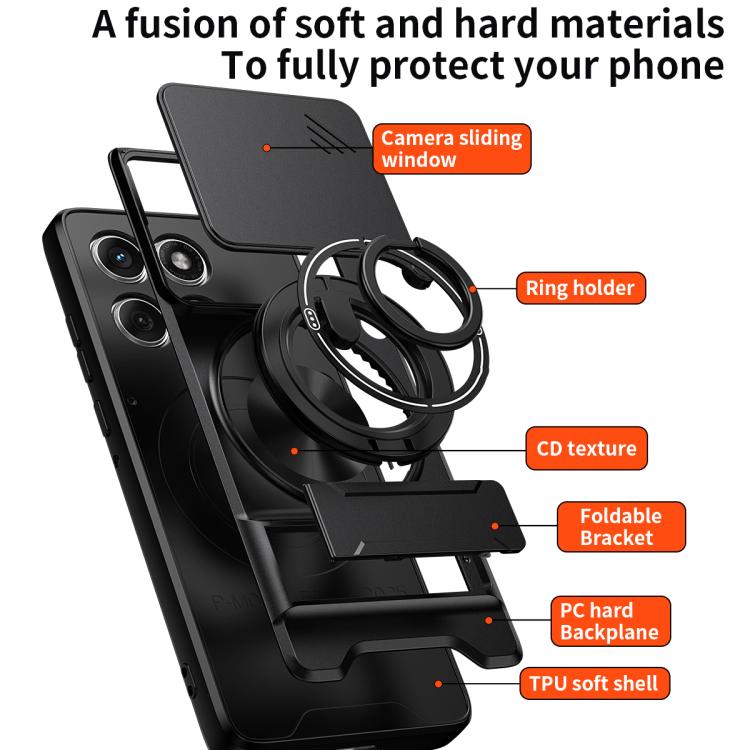 For Motorola Edge 60 Fusion Lens Sliding Window Multifunctional Magnetic Shockproof Phone Case