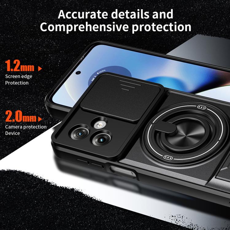 For Motorola Moto G54 5G Lens Sliding Window Multifunctional Magnetic Shockproof Phone Case