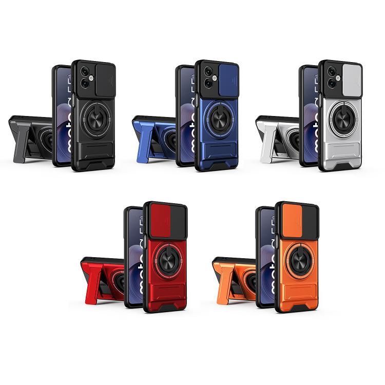 For Motorola Moto G55 5G Lens Sliding Window Multifunctional Magnetic Shockproof Phone Case
