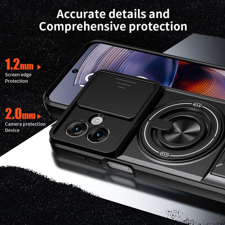For Motorola Moto G55 5G Lens Sliding Window Multifunctional Magnetic Shockproof Phone Case