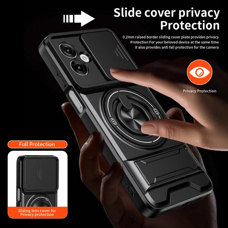 For Motorola Moto G55 5G Lens Sliding Window Multifunctional Magnetic Shockproof Phone Case