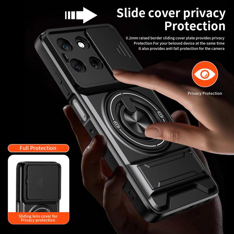 For Motorola Moto G56 5G Lens Sliding Window Multifunctional Magnetic Shockproof Phone Case
