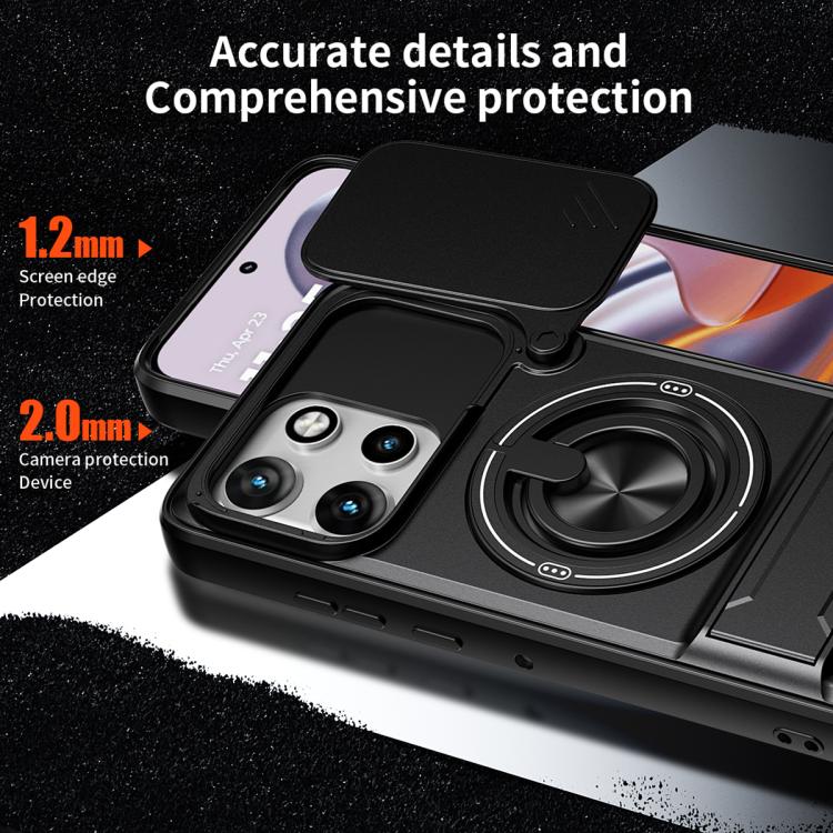 For Motorola Edge 50 Neo 5G Lens Sliding Window Multifunctional Magnetic Shockproof Phone Case