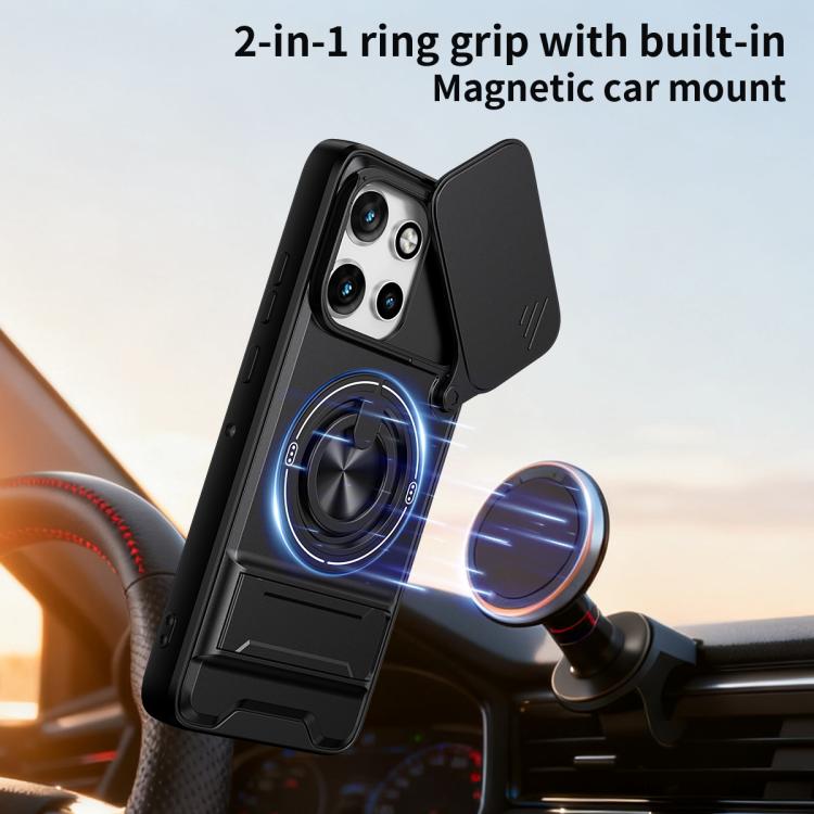 For Motorola Edge 50 Neo 5G Lens Sliding Window Multifunctional Magnetic Shockproof Phone Case