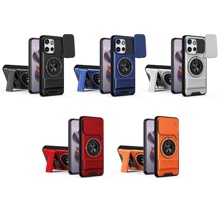 For Motorola Edge 50 Neo 5G Lens Sliding Window Multifunctional Magnetic Shockproof Phone Case