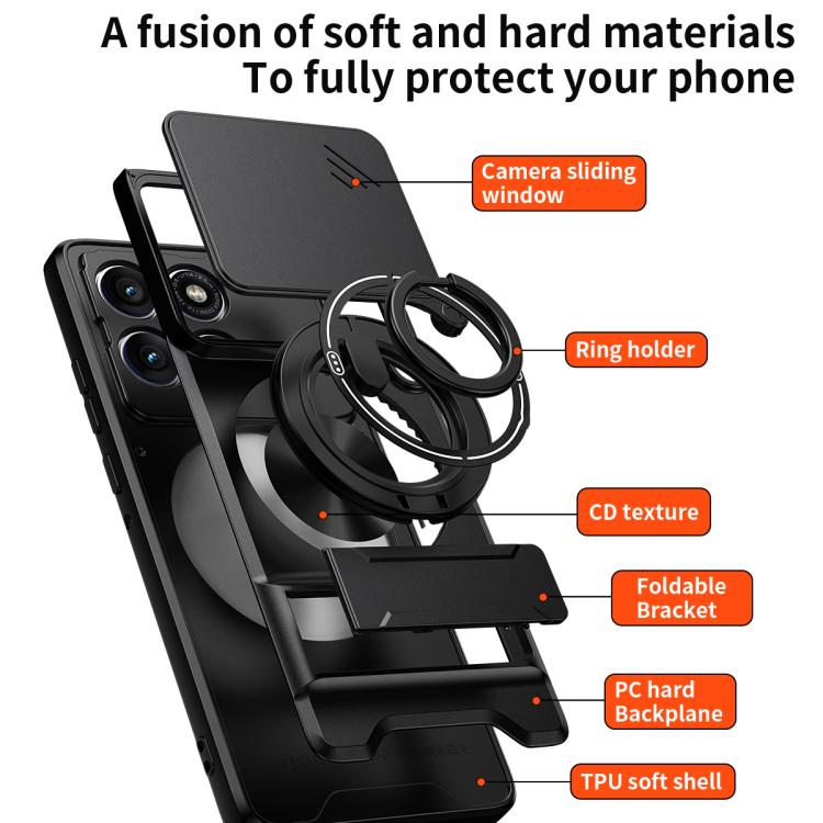 For Motorola Edge 60 Pro Lens Sliding Window Multifunctional Magnetic Shockproof Phone Case