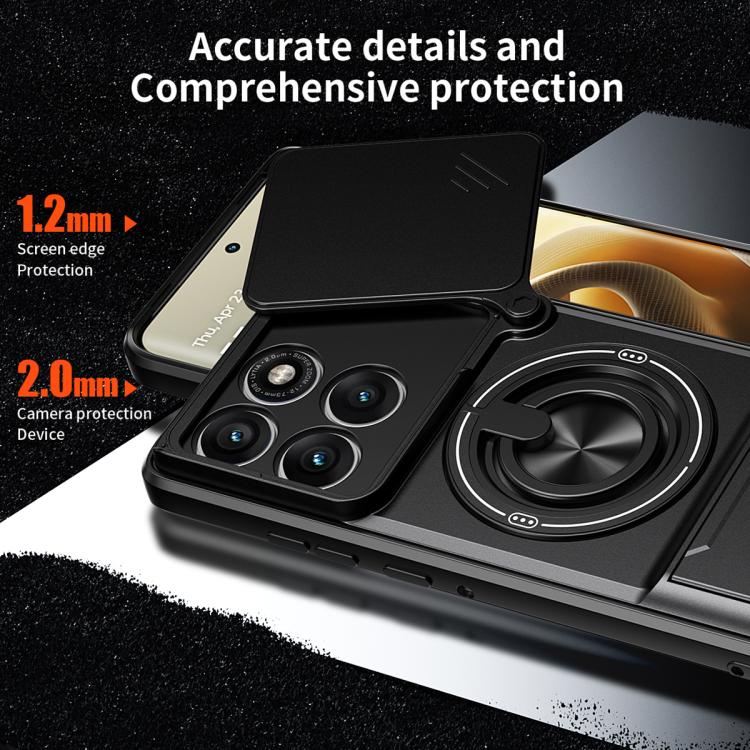 For Motorola Edge 60 Pro Lens Sliding Window Multifunctional Magnetic Shockproof Phone Case