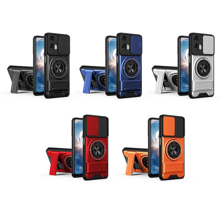 For Motorola Moto G24 Lens Sliding Window Multifunctional Magnetic Shockproof Phone Case