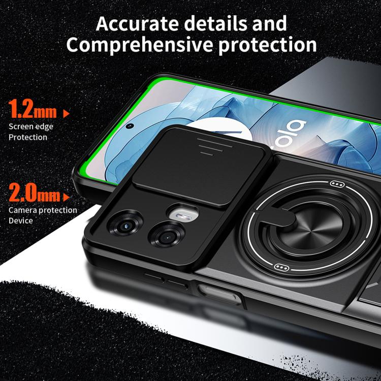 For Motorola Moto G24 Lens Sliding Window Multifunctional Magnetic Shockproof Phone Case