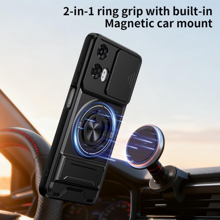 For Motorola Moto G24 Lens Sliding Window Multifunctional Magnetic Shockproof Phone Case