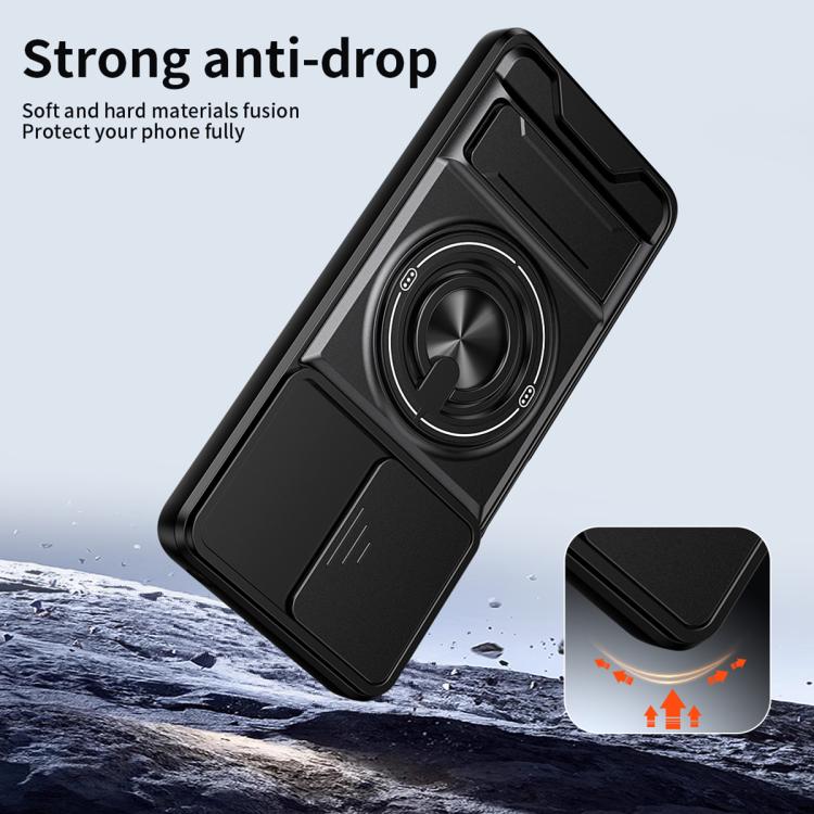 For Motorola Moto G24 Lens Sliding Window Multifunctional Magnetic Shockproof Phone Case